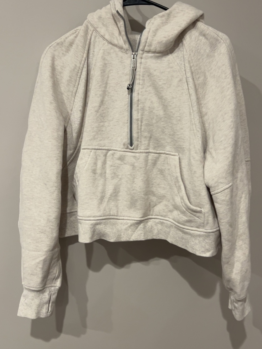 lululemon athletica cream colored scuba Half-Zip Hooded Pullover